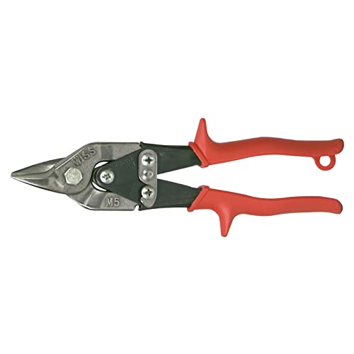 Crescent Wiss MetalMaster Bulldog Straight Snips - Premium Metal Cutter with Spring-Loaded Return - M5R - 9-1/4", Red