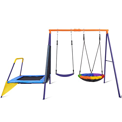 Honorable Mentions
A couple more options worth considering if the above don't quite fit your needs:
Lunafun Swing Sets for Backyard with Trampoline