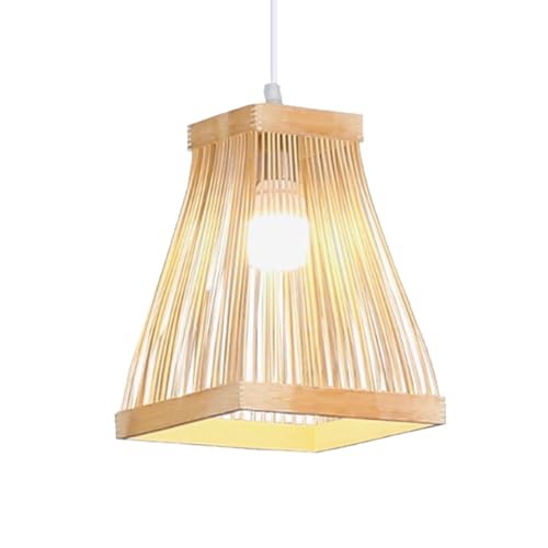 Lámpara de bambú beige que transforma habitaciones frías en rincones cálidos 2