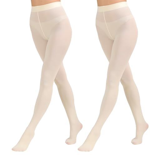 Image of Paralinda 2 Pairs Women's Solid Color Tights 80D, Soft Opaque Microfiber Tights
