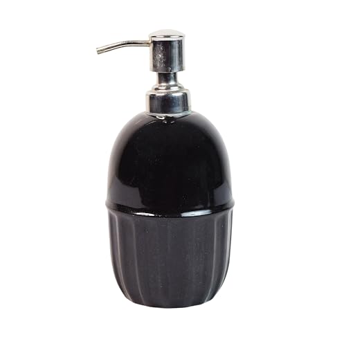 Image of Ceramic Bathroom Accessories Set for Utility and Bathroom Decor | Liquid Soap Dispenser, soap Tray, Toothbrush Holder (Exclusive Bathroom Set) (Black)