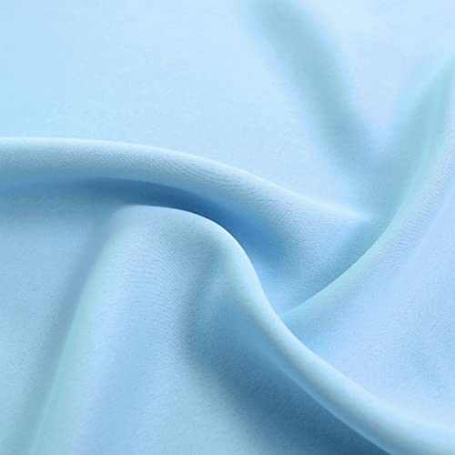 Image of Extra Long Light Blue Blackout Double Layers Curtains Set, Mix & Match Elegance Blue with White Crushed Voile Drapes for Living Room with tie-backs, Nursery, Kids' room, Bedroom, 52'' x108''