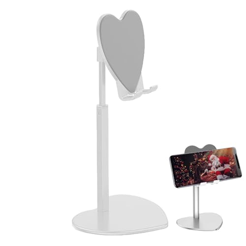 Soporte de tableta de escritorio, soporte de tableta de escritorio, soporte de trípode para teléfono móvil Heart de metal, soporte de escritorio ajustable universal retráctil para escritorio, la