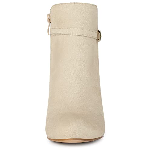 Allegra K Women's Round Toe Buckle Chunky Heels Ankle Boots3