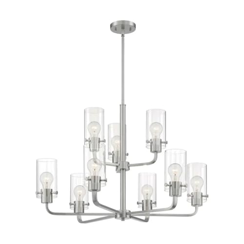 Image of Nuvo 60 /7179 Sommerset 9-Light Chandelier with Clear Glass, Brushed Nickel Finish