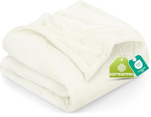 Utopia Bedding Fleece Blanket King Size Ivory 300GSM Luxury Fuzzy Soft Anti-Static Microfiber Bed...