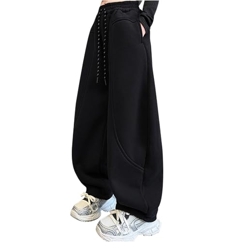 Girls Wide Leg Sweatpants High Waisted Cargo Pant Baggy Elastic Waist Jogging Y2K Palazzo Pants Parachute Trousers
