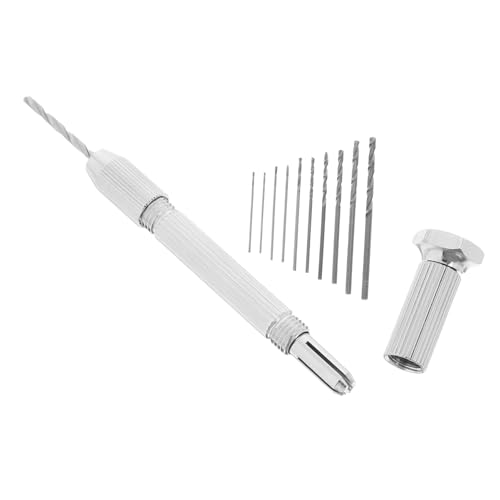 ABOOFAN 1 Set Hand Twist Drill Handle Pin Vise Hand Drill Bits Small Drill Bits Micro Mini Drill Bit Micro Handheld Drill Bits Manual Drill Jewelry Drill Bits Aluminum Alloy Silver