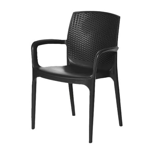 Image of Supreme Texas Heavy Duty Armrest Plastic Chair for Home, Garden, Office, Indoor /Outdoor Use(Color: Jet Black; Qnt: 4 Pc.)