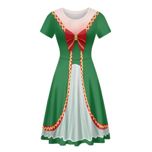 Image of HUGS IDEA Womens Puffy Swing Midi Dress Round Neck Short Sleeve Party A-Line Dresses