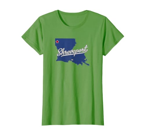 Shreveport Louisiana LA Map T-Shirt, Women, Grass Green, X-Large