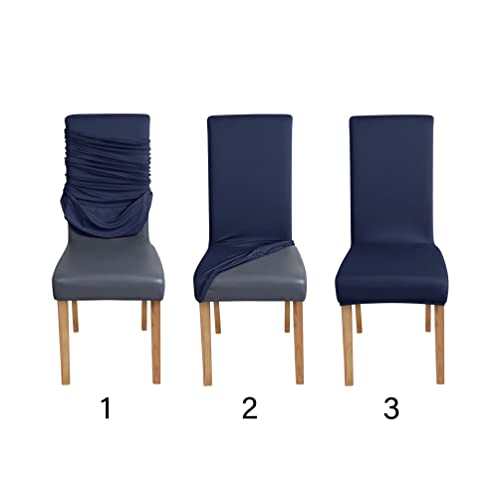 Image of Amazon Basics Dining Chair Covers, Stretch Parson Chair Slipcover, Removable Washable Chair Protector for Home /Restaurant /Banquet, Navy, 6-Pack