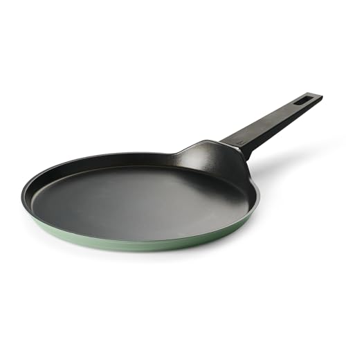 Image of TRAMONTINA Aura Dosa Tawa 30cm | Reinforced Ceramic Non-Stick Cookware | Quick & Even Heating | Low-Oil Cooking | Bakelite Handle | Induction & Gas Compatible |Sea Green