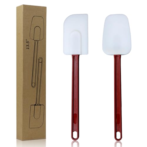 Silicone-Spatulas-Heat-ResistantCommercial-Spatula-for-CookingHeavy-Duty-Rubber-SpatulasSilicone-Spatula-Set-of-2-135inch Silicone Spatulas Heat ResistantCommercial Spatula for CookingHeavy Duty Rubber SpatulasSilicone Spatula Set of 2 135inch
