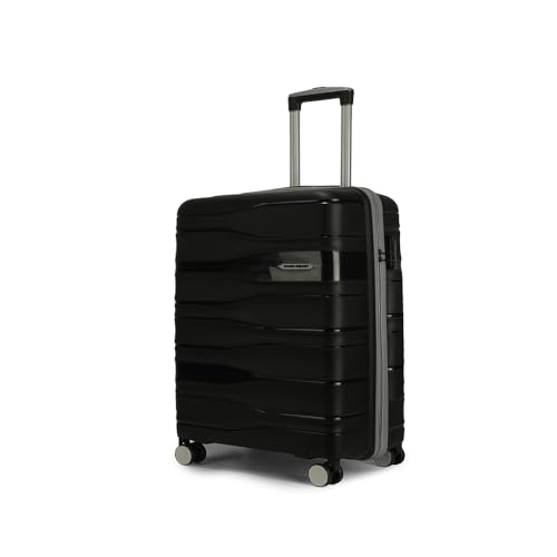 Image of Move-Meant TRAVELFY Cabin Size Trolley Bag for Travel, 55cm, Black - Small Hard Shell Luggage - 360 Degree Spinner Wheels - Unisex - Polypropylene Suitcase - Combination Lock - Flight Short Trips