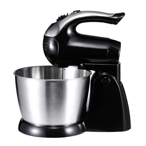 Batidora de pie para repostería con bol de 3 L, gancho para amasar, varillas, pies antideslizantes, 5 velocidades - Batidora eléctrica para pasteles, huevos y nata - Negra