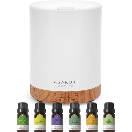 ASAKUKI 300ml Essential Oil Diffuser with 6x10ml...
