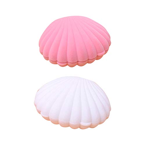 TOPBATHY Lot de 2 boîtes à bijoux utiles en forme de coquillage pour boucles d'oreilles, clous d'oreilles - Blanc + rose Cover