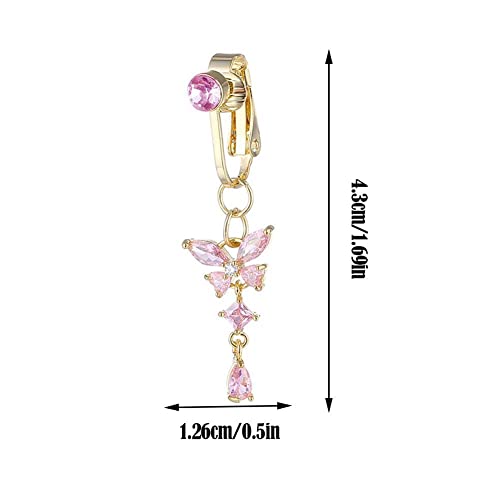 Butterfly Belly Button Rings Rhinestone Sexy Belly Navel Ring Surgical Steel Butterfly Dangle Belly Button Rings Body Piercing Jewelry For Women #TOP1