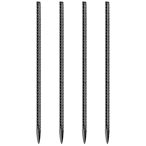 Rebar Stakes Heavy Duty Metal J Hook Garden Ground Stakes for Camping Tent Canopy (I Shape-Black I-16 x3/8-4pcs)