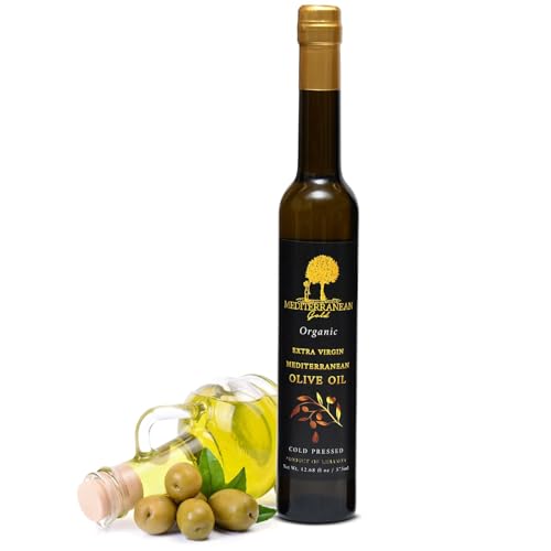 Mediterranean Gold Organic Olive Oil Extra Virgin - First 100% Nature-Made Cold Pressed, Unfiltered & Hand-Harvested, Ensure High Polyphenol With Antioxidant Count - For Foods Salads & Meats