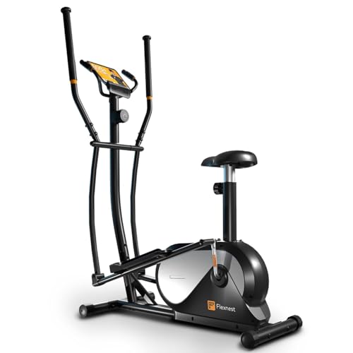 Image of Flexnest Flextrainer EZ Smart Bluetooth Enabled Elliptical Cross Trainer with in-Built Display, 6Kg Steel Flywheel, Max Weight: 120kg for Home Gym Workout - Silver