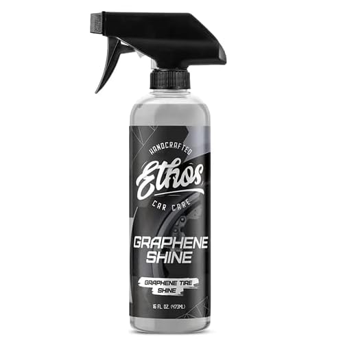 Ethos Graphene Shine – Trim & Tire Shine Spray, High Sheen, Non Greasy, Sling Free Finish! Conditions and Protects Rubber with UV Protection (16 Oz)