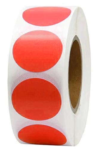 1000Pcs 1 Inch White Circle Dot Sticker Round Coding Labels Yard Sale Stickers Garage Sale Price Sticker Self-Adhesive Stickers for Classroom Office Marking Inventory Organizing Moving (Red)