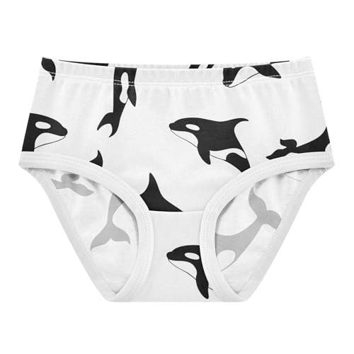 Cotton Girls Underwear Toddlers Cartoon Orca Whales White Panties for Girl Artistic Briefs Undies Kids 2t