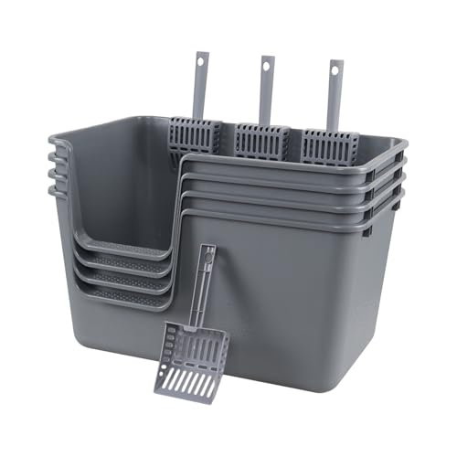 Set de 4 areneros grandes abiertos para gatos miniatura 7
