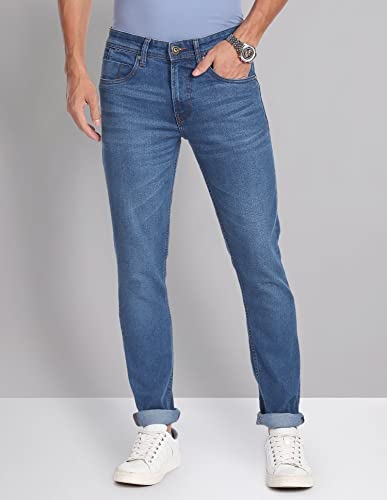 Image of Arvind Skinny Fit Stone Wash Jeans