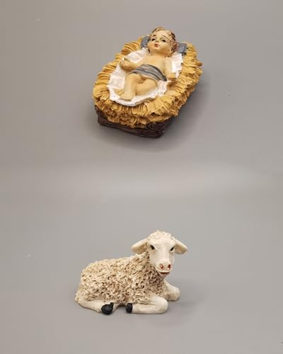 GoddenMene 11-Piece Nativity Set - Hand-Painted Resin Holy Family Figurines, Complete Christmas Nativity Scene with Angel, 3 Kings, Shepherds & Animals for Home Decor & Gifts - Thumbnail 6