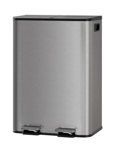 Garvee Trash Can, 2 x 8 gal (2 x 30 L) Garbage Can for Kitchen Dual Compartment Recycling Kitchen Step Trash Bin, Stainless Steel Trash and Recycle Bin Combo with Soft-Close Lid,Matte Grey - image 8
