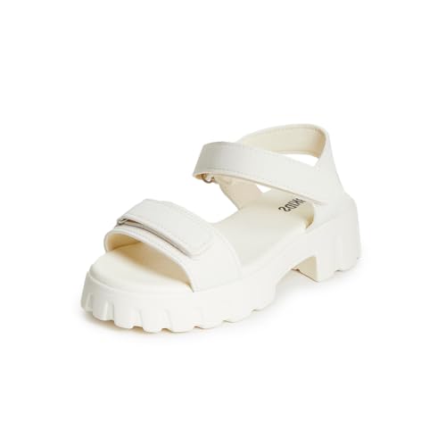 FabKids Girl's Flat Sandals Comfort Adjustable Double Strap Slip on Leather Footbed Sandals Classic...