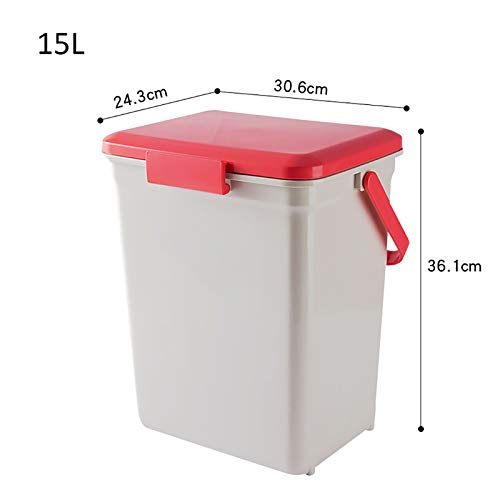 Caneca de basura portátil con tapa y bloqueo 15 L verde miniatura 7
