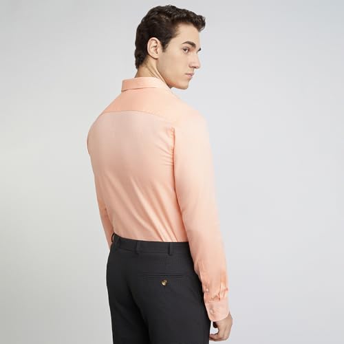 Image of Park Avenue Men's Pure Cotton Structure Pattern Slim Fit Semi Cutaway Collar Full Sleeve Formal Shirt