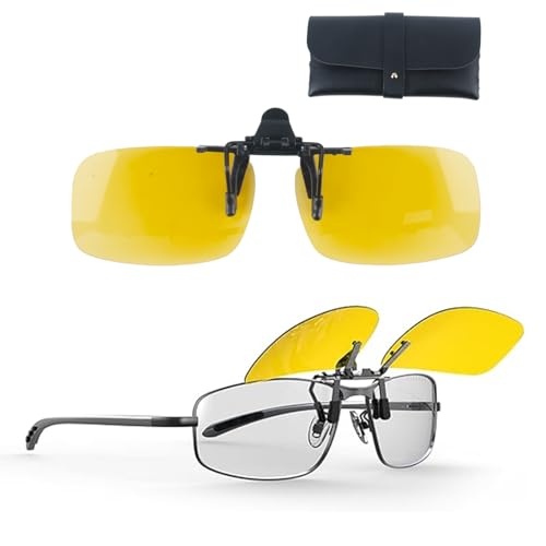 GWAWG Gafas de sol con clip para conducir por la noche, gafas graduadas, sin montura, minimizan eficazmente el deslumbramiento de la nieve, los faros y el sol para hombres y mujeres, Amarillo,