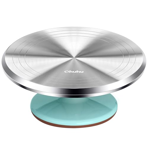 Ohuhu Plato Giratorio para Tartas, 12 Pulgadas Bandejas para Tartas Aleación de Aluminio para Hornear, Decorar Pasteles, Gran Regalo para Mujeres