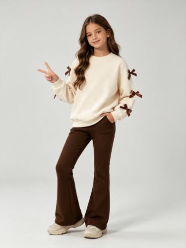 Image of Girls Outfits 2 Piece Long Sleeve Butterfly Sweatshirt and Pants Fall Clothing Set Size 7-14 Years