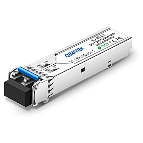 QINIYEK 1.25G Single Mode SFP Module,1000Base-LX SFP to LC Fiber Transceiver for Cisco GLC-LH-SMD, Meraki MA-SFP-1GB-LX10, Ubiquiti, Fortinet, Mikrotik, Supermicro, Netgear(SMF,1310nm,10km,DDM) Cover