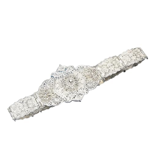 Silver Color Algerian Kaftan Belt For Women Arabic Bride Wedding Jewelry Crystal Morocco Dress Waist Chain Belt