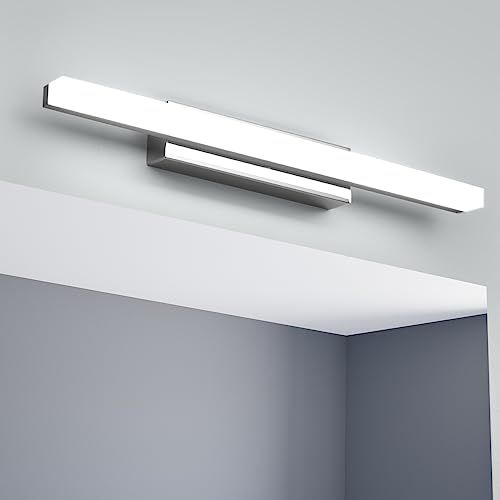 Yafido Aplique Espejo Baño Interior LED 40CM luz Baño Lámpara de Pared Espejo Iluminación para Maquillaje 9W Blanco Frío 6000K 800LM 40CM No-regulable