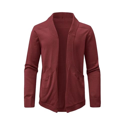 Men's Casual Classic V-Neck Solid Color Cardigan Knit Soft Sweater Fashion Tops