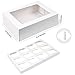 SMIRLY White Cupcake Boxes with Inserts, Liners & Ribbons - Set of 4 Large Bakery Boxes with Window Display for Transporting & Storing Cupcakes