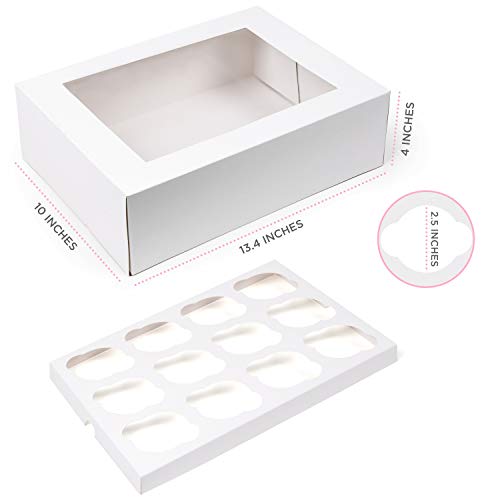 image for SMIRLY Bakery Cupcake Boxes and Cake Carrier: 12 Treat Holder Storage 