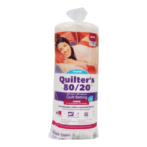 Fairfield Quilters 80/20 Quilt Batting Premium Cotton and Polyester Batting for Quilting Ideal for Clothing Crafts Wall Hangings and Quilts Quilting Supplies 90 x 108