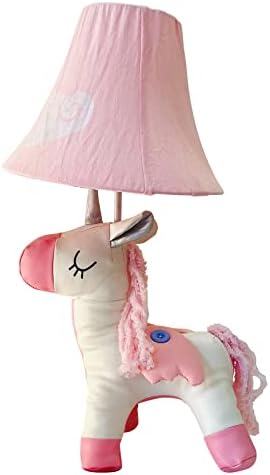 HERBESTBAY Bedside Lamp, Artificial Leather Ivory Unicorn Creative Design Table Lamp, 19 Inch Tall Hand-Stitched Toy Small Table Lamp, Package Come with an E26 LED Bulb (Ivory Unicorn)