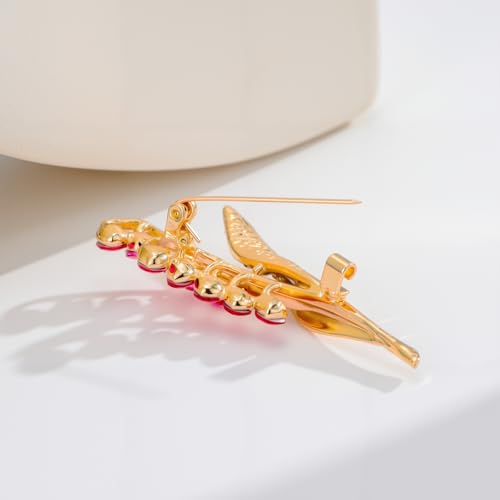Image of 14K Gold-Plated Flower Brooch Pins Crystal Rhinestone Flower Brooch Pin Accessories Christmas Birthday Gift for Women