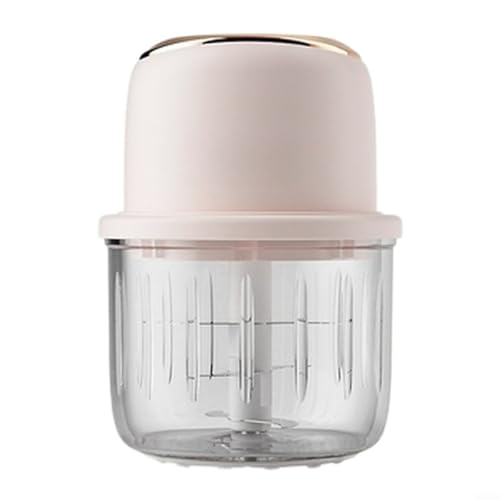 Advokingtap 1 paquete de picador de ajo eléctrico inalámbrico procesador de alimentos 6 cuchillas 350 ml tazón de vidrio 25000 RPM para cocina hogar cocina rosa perla (2 rosas)