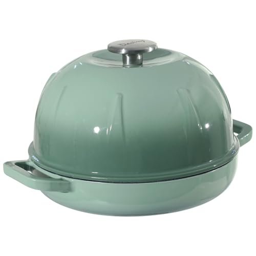 Davivy Horno de pan de hierro fundido de 10 pulgadas con tapa, horno holandés para hornear pan de masa madre, panadero, molde de masa madre de hierro fundido esmaltado para el hogar, horno de pan de